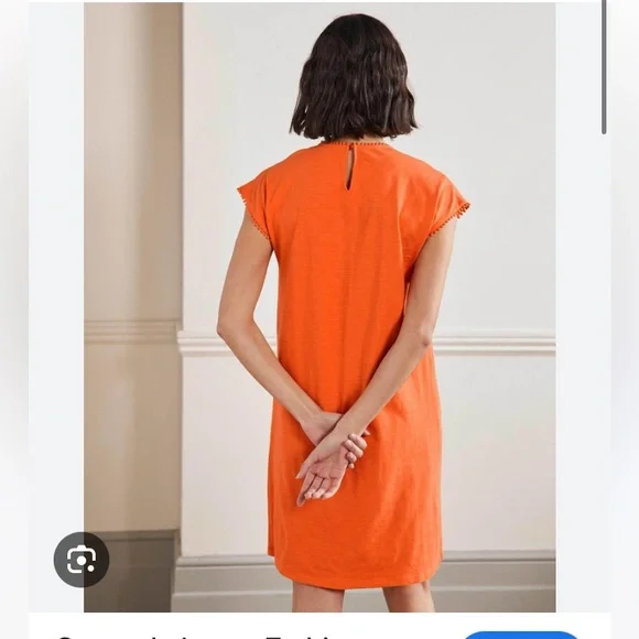 Boden Cutwork Jersey T-Shirt Dress Clementine‎ Orange NWT Size UK 12L US 8L - Picture 2 of 7